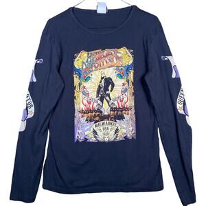 Harley Davidson Womens Shirt Black Motor Queens Milwaukee Long Sleeve Large